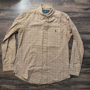Vintage Polo Ralph Lauren brown plaid button down shirt